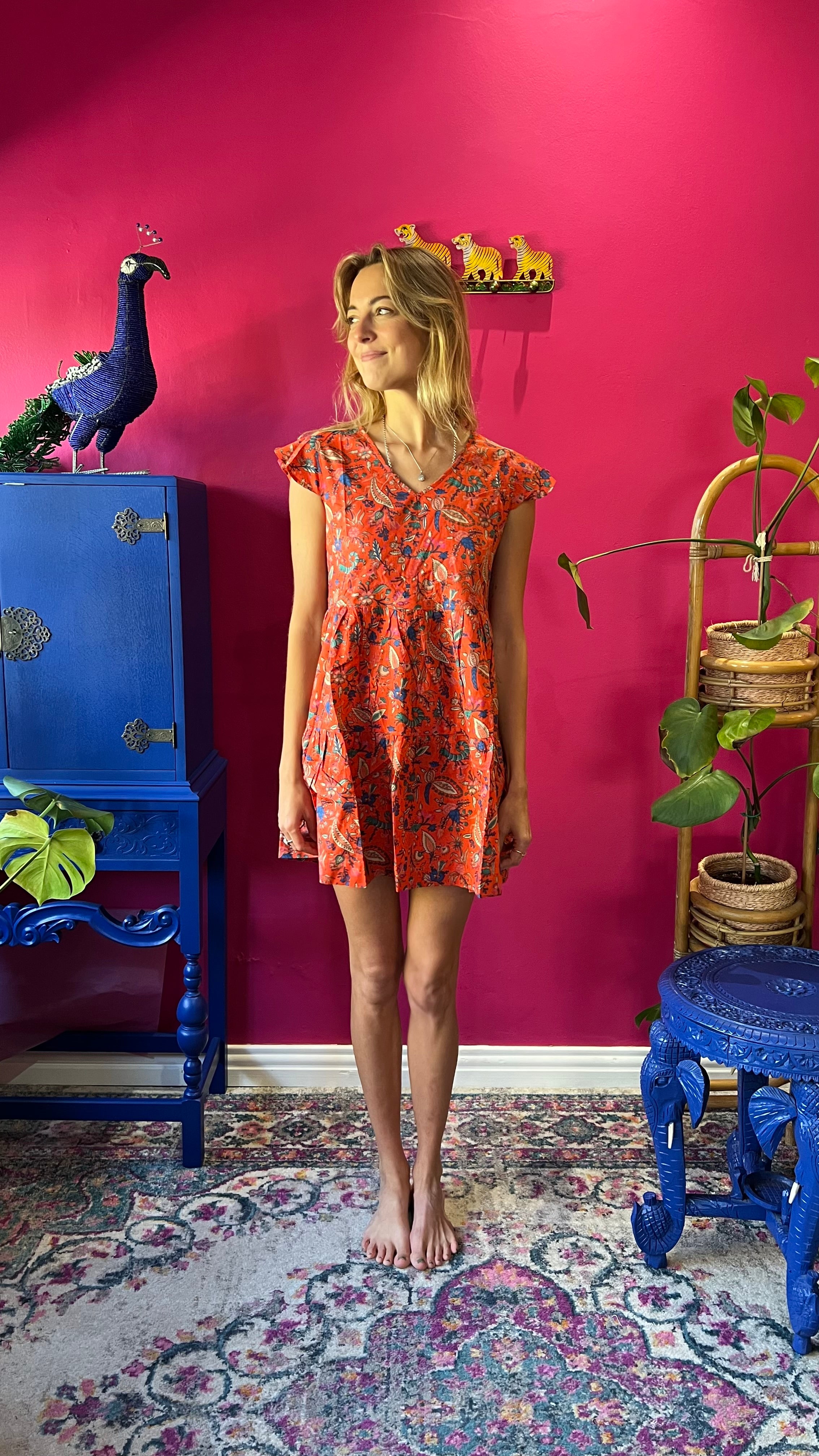 Orange cotton dress best sale